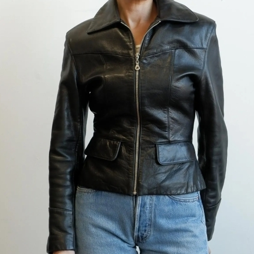 Vintage Michael Hoban Black Leather Zip-Front Jacket